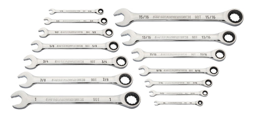 Gearwrench 86959 14 Piece 90-Tooth 12 Point SAE Combination Ratcheting Wrench Set