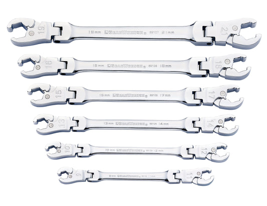 Gearwrench 89101D 6 Piece Ratcheting Flex Head Flare Nut Metric Wrench Set