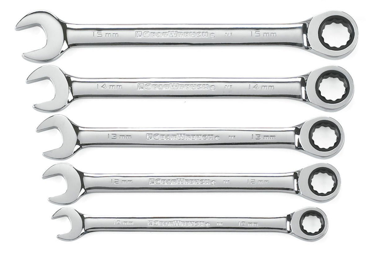 Gearwrench 93004D 5 Piece 72-Tooth 12 Point Ratcheting Combination Metric Wrench Set