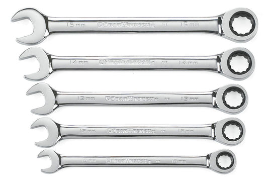 Gearwrench 93004D 5 Piece 72-Tooth 12 Point Ratcheting Combination Metric Wrench Set