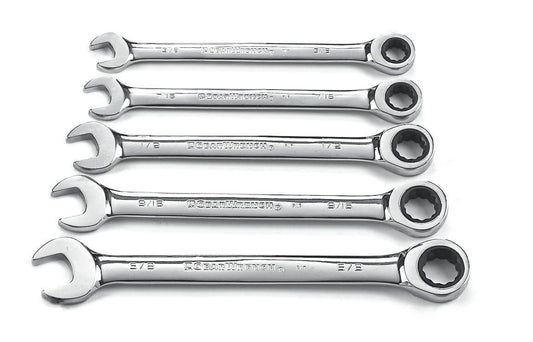 Gearwrench 93005 5 Piece 72-Tooth 12 Point Ratcheting Combination SAE Wrench Set
