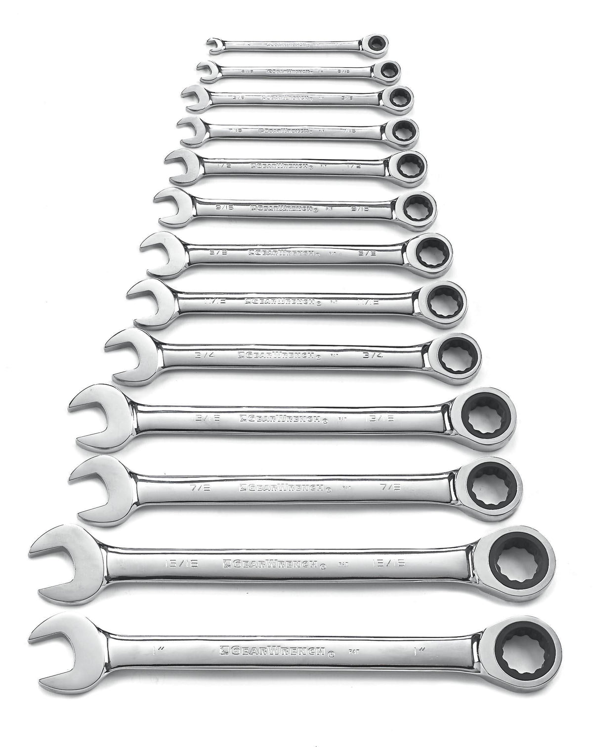 Gearwrench 9312 13 Piece 72-Tooth 12 Point Ratcheting Combination SAE Wrench Set