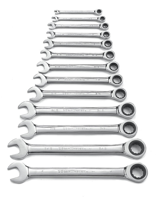 Gearwrench 9312 13 Piece 72-Tooth 12 Point Ratcheting Combination SAE Wrench Set