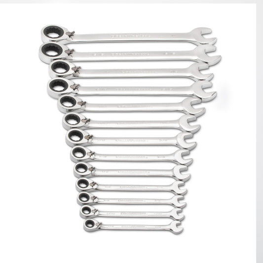 Gearwrench 9509N 13 Piece 72-Tooth 12 Point Reversible Ratcheting Combination SAE Wrench Set