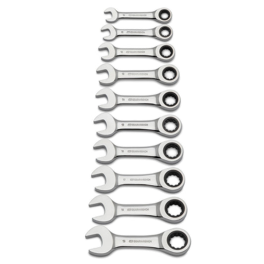 Gearwrench 9520D 10 Piece 72-Tooth 12 Point Stubby Ratcheting Combination Metric Wrench Set