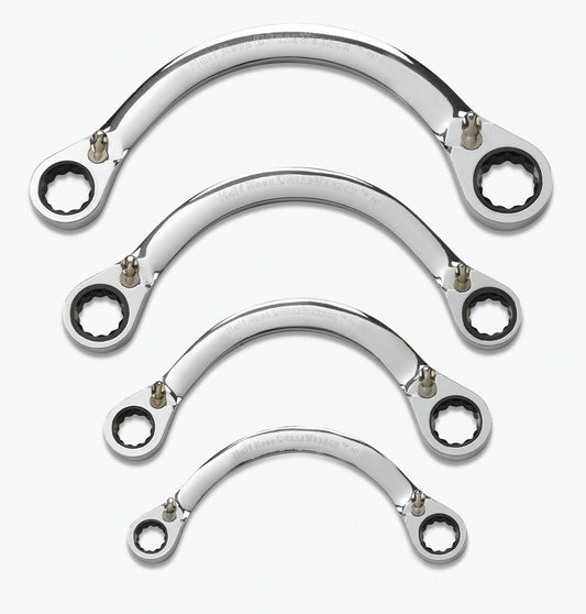 Gearwrench 9840D 4 Piece 72-Tooth 12 Point Reversible Half Moon Double Box Ratcheting SAE Wrench Set