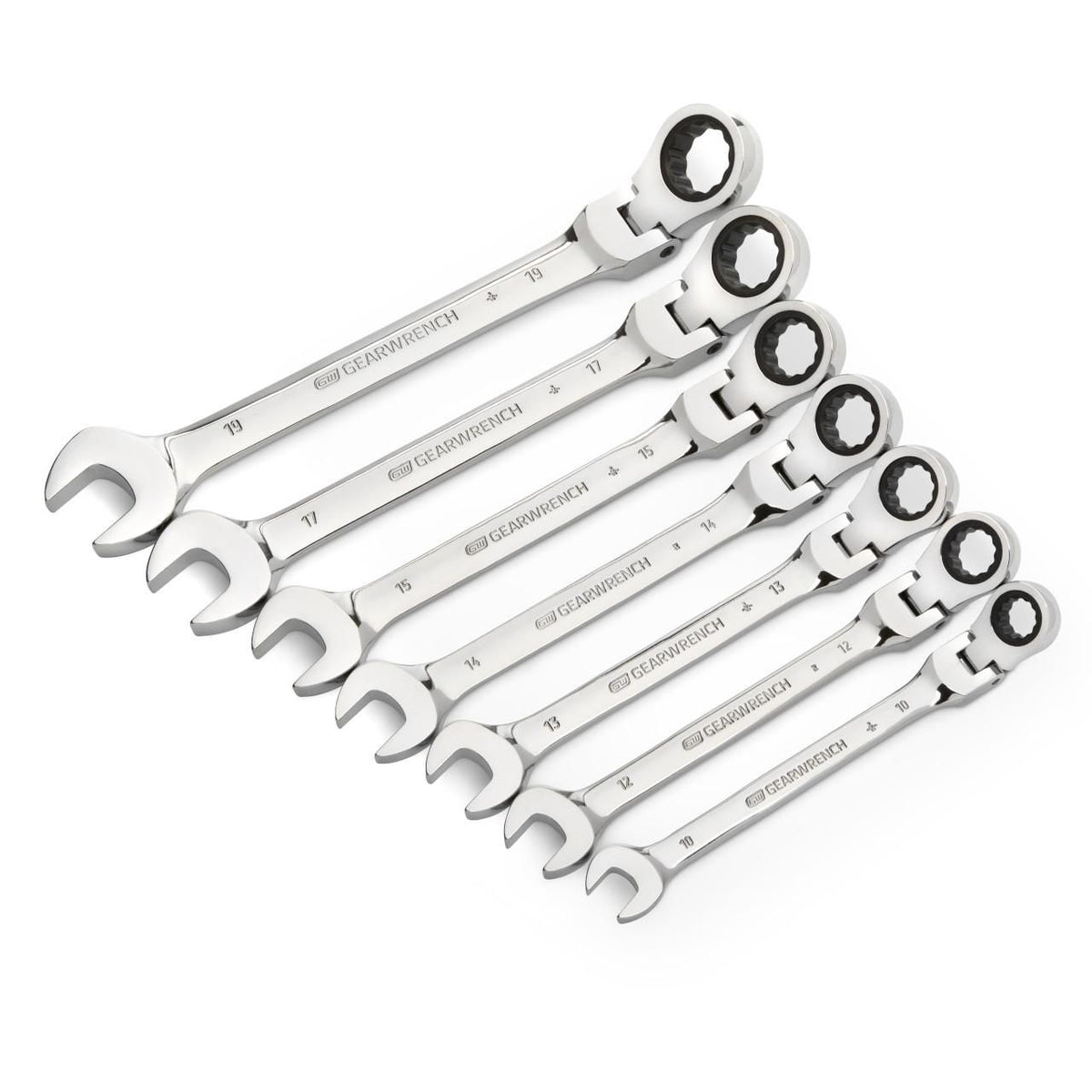 Gearwrench 9900D 7 Piece 72-Tooth 12 Point Flex Head Ratcheting Combination Metric Wrench Set