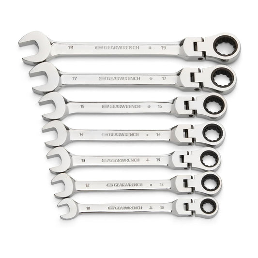 Gearwrench 9900D 7 Piece 72-Tooth 12 Point Flex Head Ratcheting Combination Metric Wrench Set