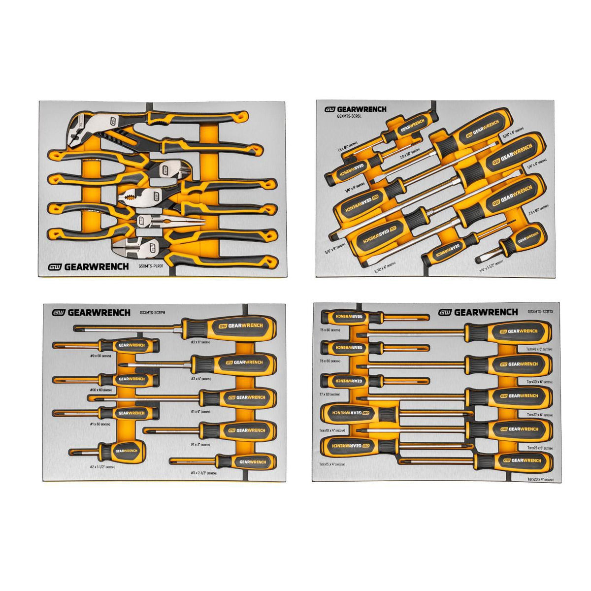Gearwrench GSXMTSKITB 33 Piece Pliers and Screwdrivers Sets in Premium Foam Trays