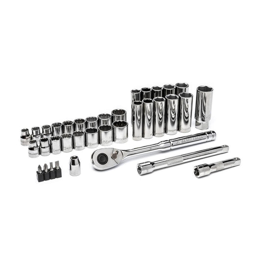 Gearwrench GW72SSCBMTS 36 Piece 3/8” Drive 72-Tooth 12 Point Drive Mechanics Tool Set