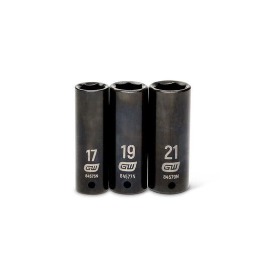Gearwrench GWI12DMS3 3 Piece 1/2" Drive 6 Point Metric Deep Impact Socket Set