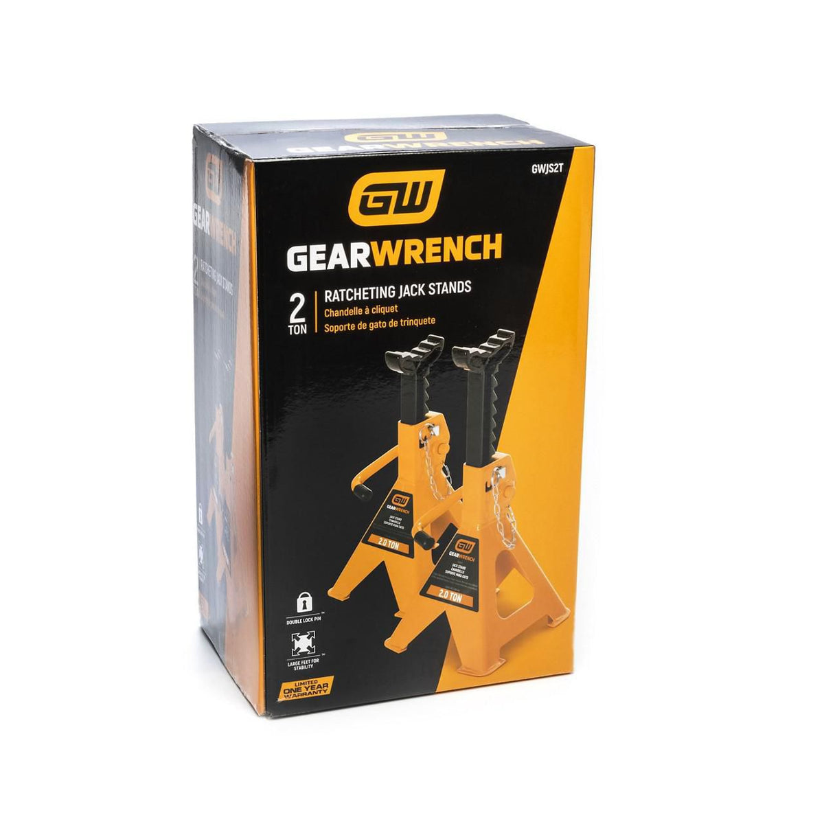 Gearwrench GWJS2T 2-Ton Heavy-Duty Jack Stands - 2 Per Pack