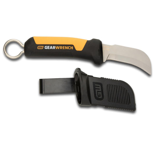 Gearwrench GWKHBFXB Lineman Fixed Blade Hawkbill Knife with Blunt Tip