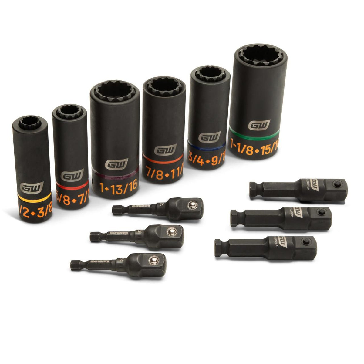 Gearwrench GWLS2N1X6 12 Piece Lineman 2-in-1 SAE 12 Point Impact Socket Set