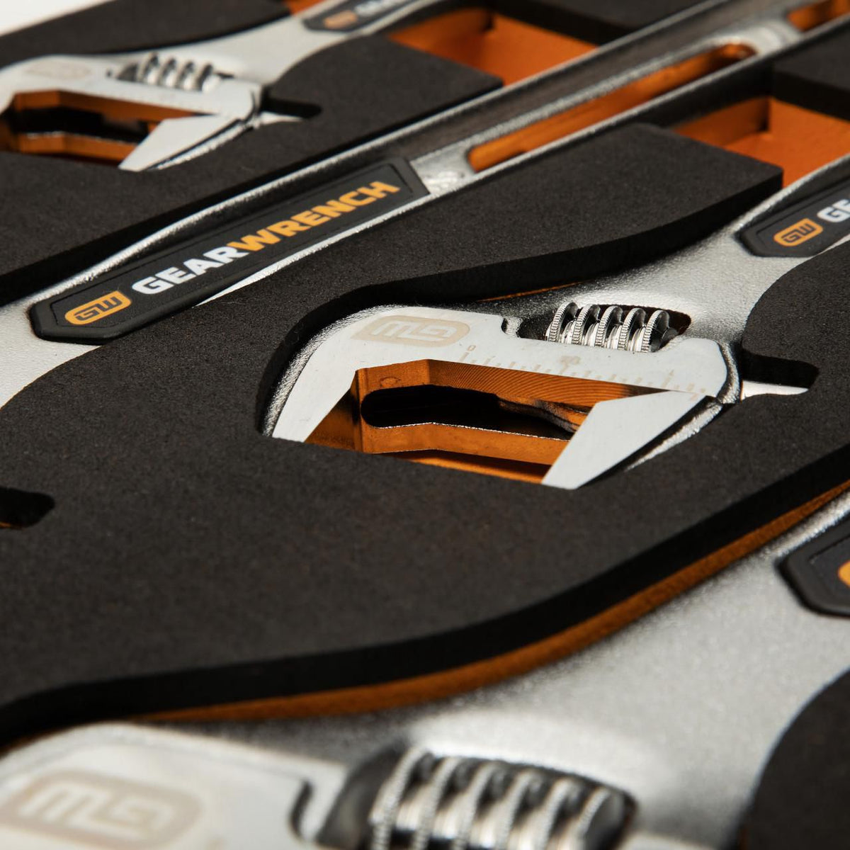 Gearwrench GWMSAJW01 4 Piece Adjustable Wrench Set with Foam Storage Tray