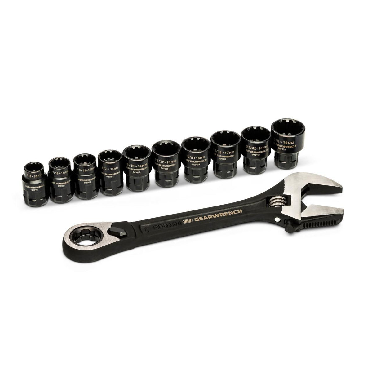 Gearwrench GWPTAW8 11 Piece Pass-Thru™ Adjustable Wrench Set