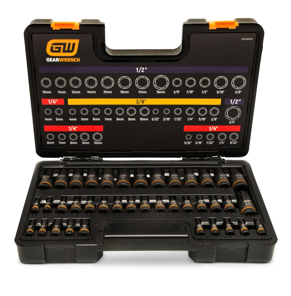 Gearwrench GWUHBSMS 39 Piece 1/4", 3/8" & 1/2" Drive SAE/Metric Impact Bi-directional Hex Bit Socket Master Set