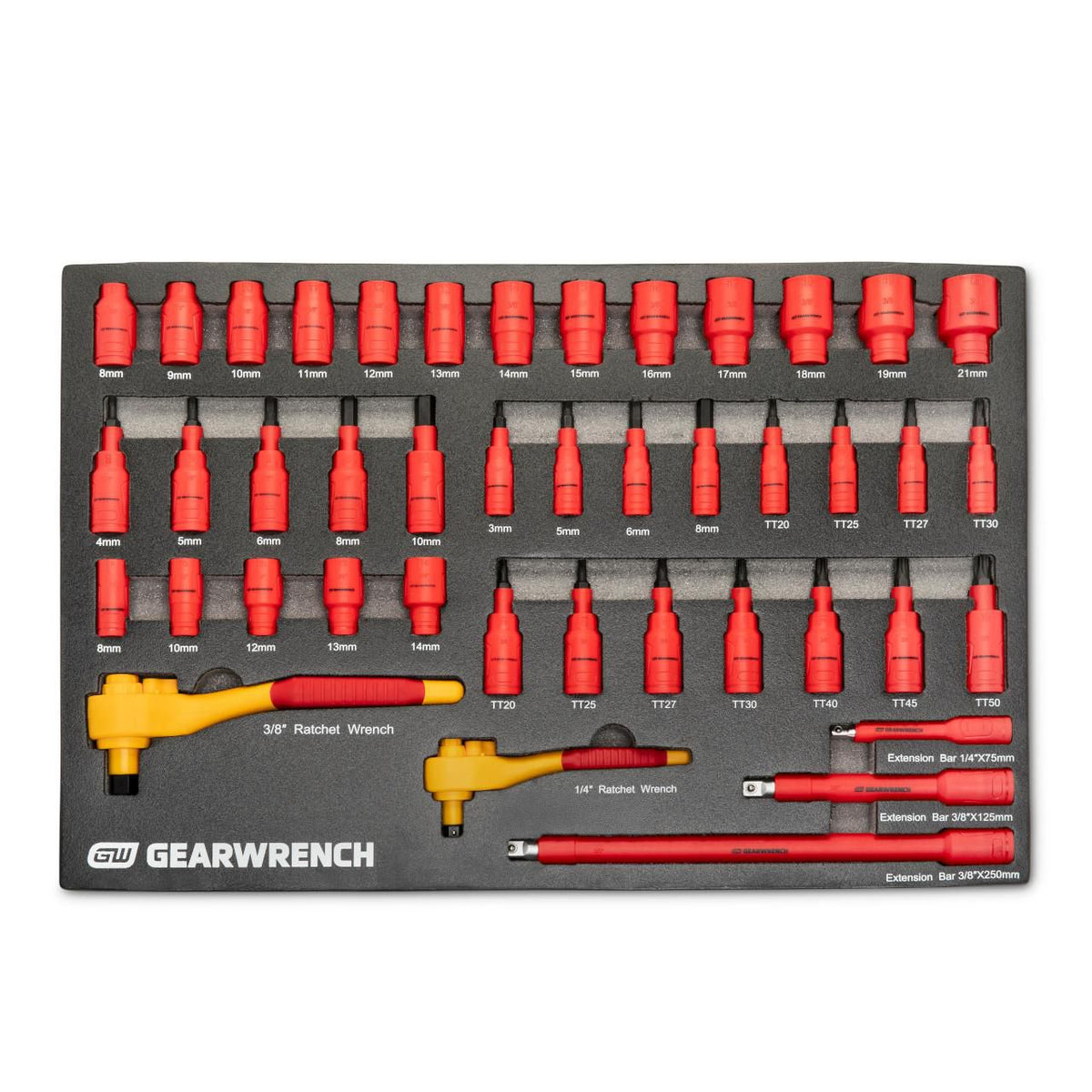 Gearwrench GWVDE72 72 Piece 1/4" and 3/8" Drive VDE Insulated Tool Set
