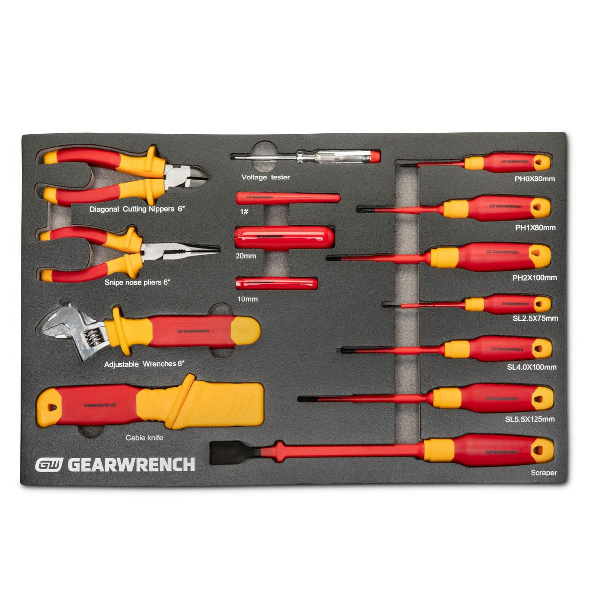 Gearwrench GWVDE72 72 Piece 1/4" and 3/8" Drive VDE Insulated Tool Set