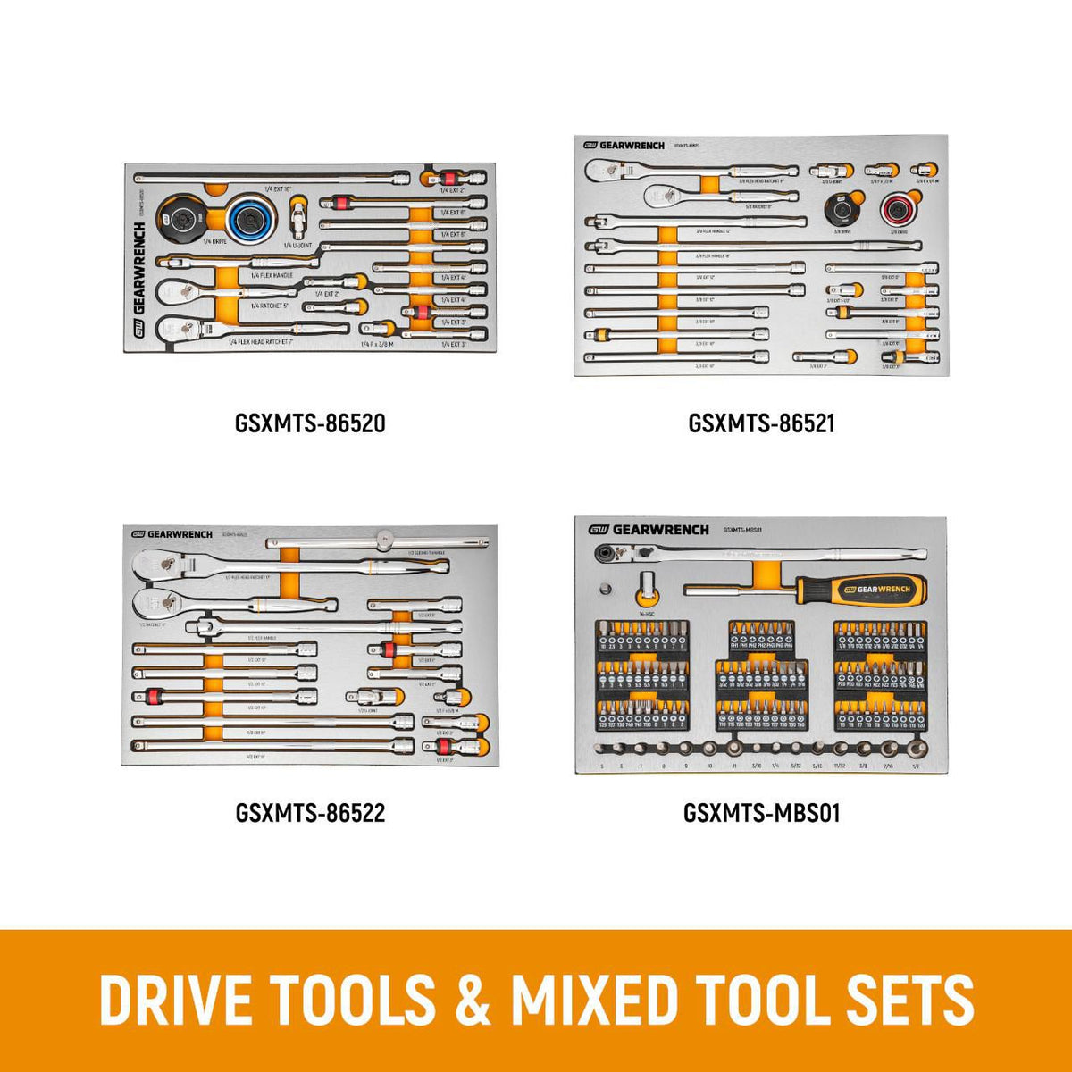 Gearwrench MEGAMOD1629 1629 Piece MEGAMOD Mechanics Tool Set in Premium Modular Foam Trays with Tool Storage & Shop Equipment