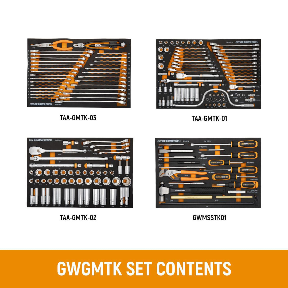 Gearwrench MEGAMOD1629 1629 Piece MEGAMOD Mechanics Tool Set in Premium Modular Foam Trays with Tool Storage & Shop Equipment