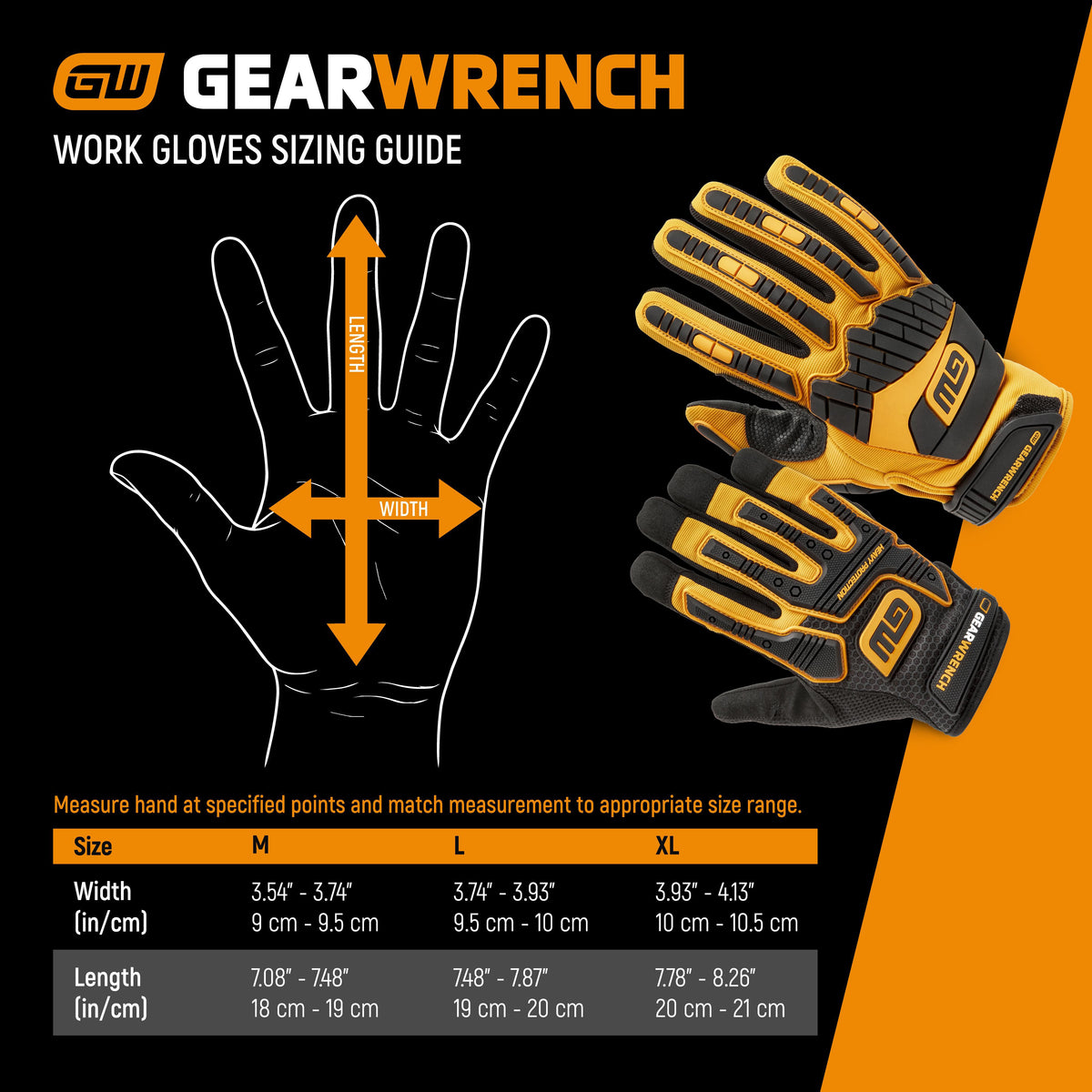 Gearwrench GWSGHI1 Heavy Impact Work Gloves - Medium