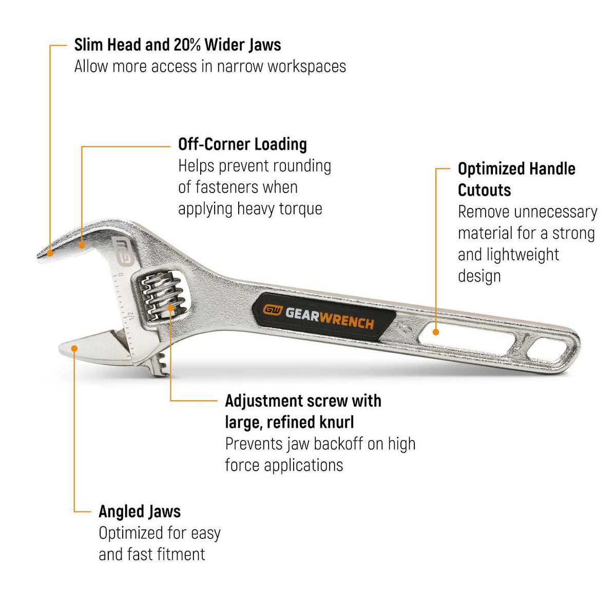 Gearwrench 89751 6" Chrome Adjustable Wrench