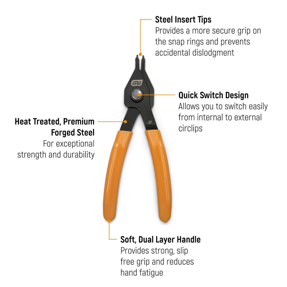 Gearwrench 89714 5" Straight Convertible Snap Ring Pliers with 0.047" Tips
