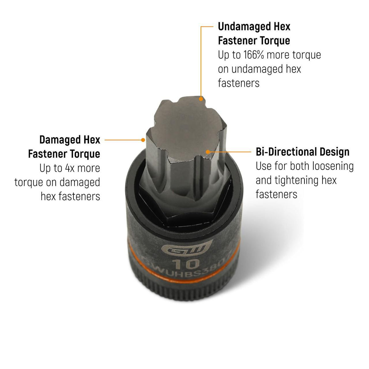 Gearwrench GWUHBS3805 3/8" Drive Impact Bi-directional Hex Bit Socket 8mm