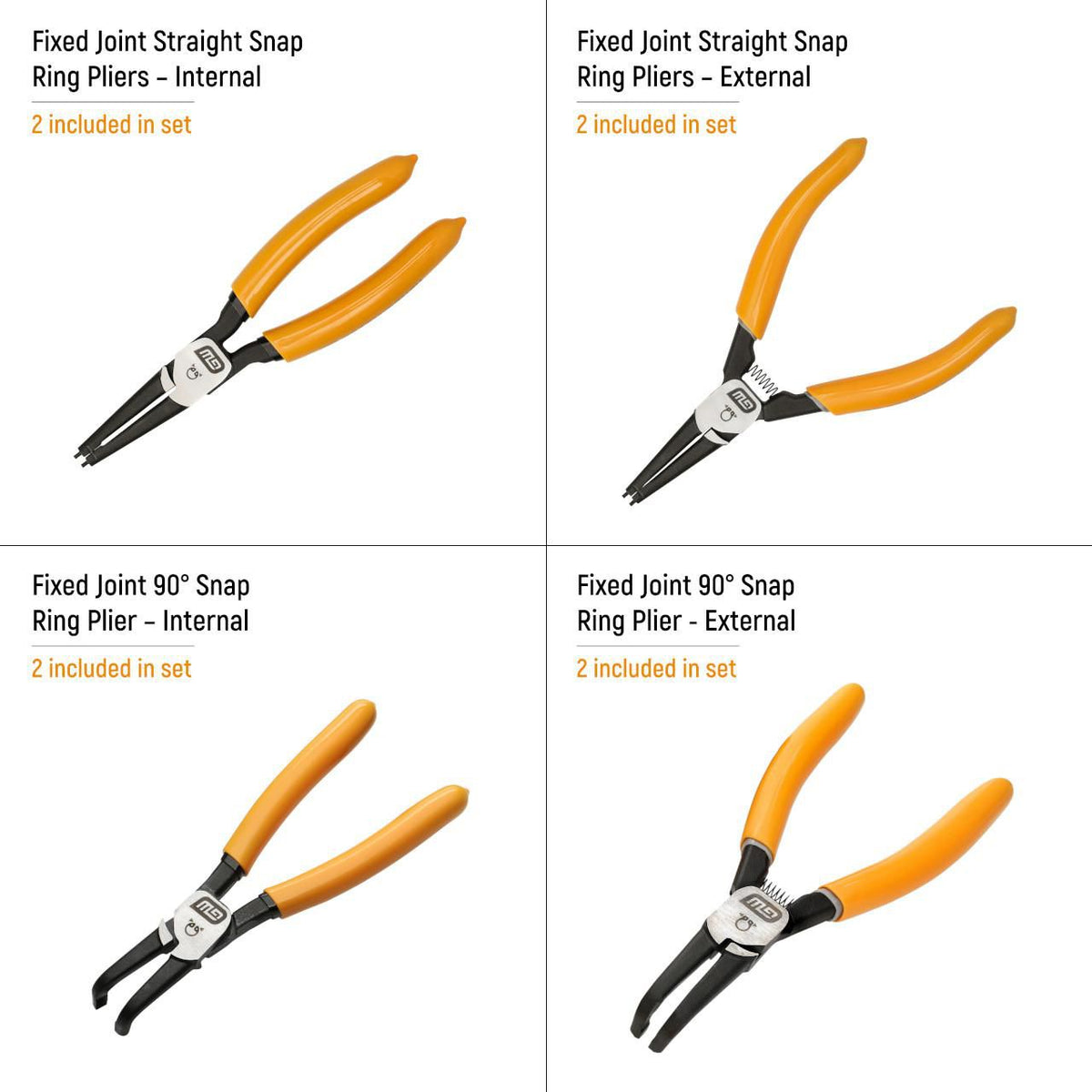 Gearwrench 89702 8 Piece Fixed Joint Internal/External Snap Ring Pliers Set