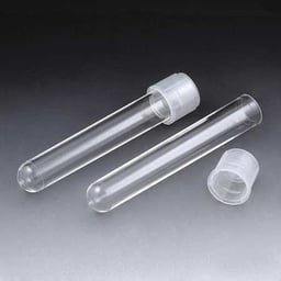 Globe Scientific 110449 Test Tube 12 x 75mm (5mL) PP with Separate Natural Plug Cap 1000/Box