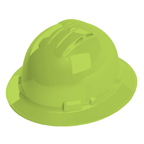 Cordova Safety H34R6V Pinlock, 4-Point, Vented, Duo Safety™, Hard Hat, Full Brim, Hi-Vis Green