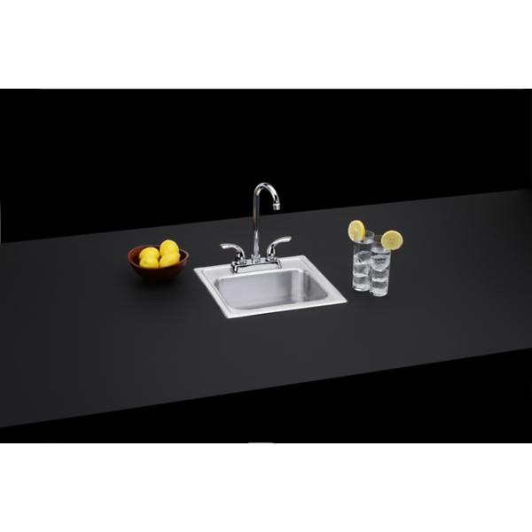 Elkay DSEP1515C Dayton® Stainless Steel 15" x 15" x 6" 2-Hole Single Bowl Drop-in Bar Sink + Faucet Kit