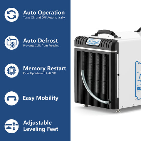 AlorAir 198 Pints Commercial Dehumidifier for Crawl Space, Basement, Attic, Automatical Humidity Control