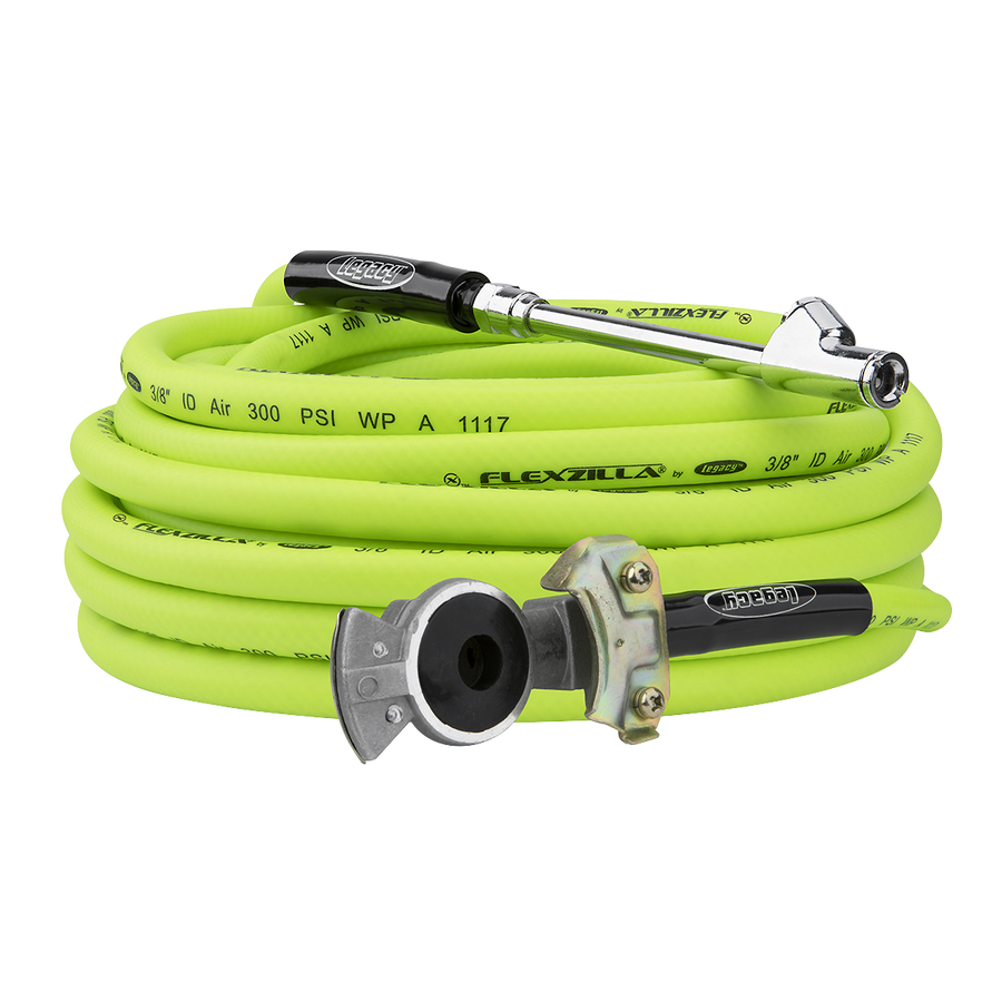 FlexZilla HGH2-FZ Truck Tire Inflator Kit 3-Piece, 3/8" x 50' Hose, Glad-Hand Attachment, 30° Dual Angle and Straight-On Air Chuck