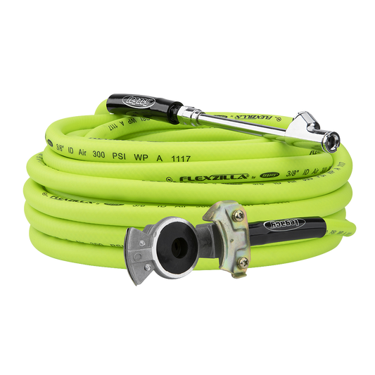 FlexZilla HGH2-FZ Truck Tire Inflator Kit 3-Piece, 3/8" x 50' Hose, Glad-Hand Attachment, 30° Dual Angle and Straight-On Air Chuck