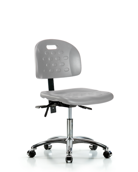 Blue Ridge Ergonomics HPDHCH-CR-T0-A0-CC-GRY Newport Industrial Polyurethane Chair Chrome - Desk Height with Casters in Gray Polyurethane