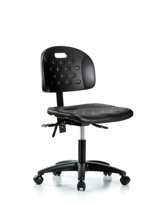 Blue Ridge Ergonomics HPDHCH-RG-T0-A0-RC-BLK Newport Industrial Polyurethane Chair - Desk Height with Casters in Black Polyurethane