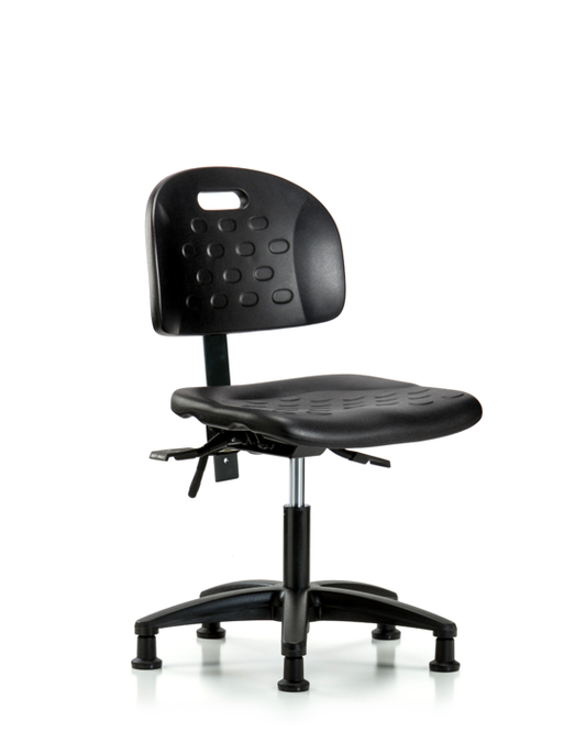 Blue Ridge Ergonomics HPDHCH-RG-T0-A0-RG-BLK Newport Industrial Polyurethane Chair - Desk Height with Stationary Glides in Black Polyurethane