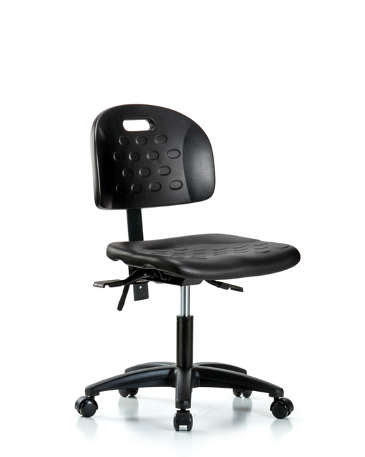 Blue Ridge Ergonomics HPDHCH-RG-T1-A0-RC-BLK Newport Industrial Polyurethane Chair - Desk Height with Seat Tilt & Casters in Black Polyurethane