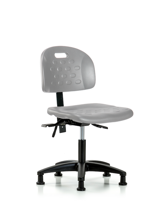 Blue Ridge Ergonomics HPDHCH-RG-T1-A0-RG-GRY Newport Industrial Polyurethane Chair - Desk Height with Seat Tilt & Stationary Glides in Gray Polyurethane