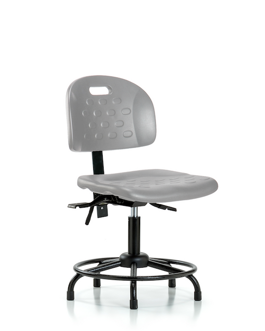 Blue Ridge Ergonomics HPDHCH-RT-T0-A0-RG-GRY Newport Industrial Polyurethane Chair with Round Tube Base - Desk Height with Stationary Glides in Gray Polyurethane