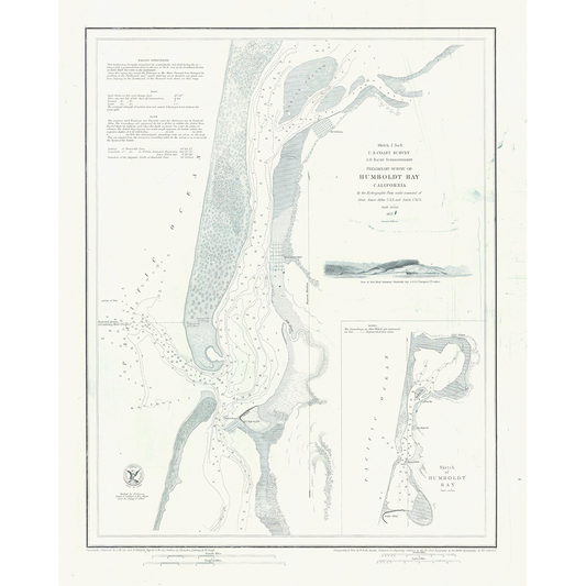 Paradise Clay IHP_HB1852 Historical Chart: Humboldt Bay 1852 (21 x 26 inches)