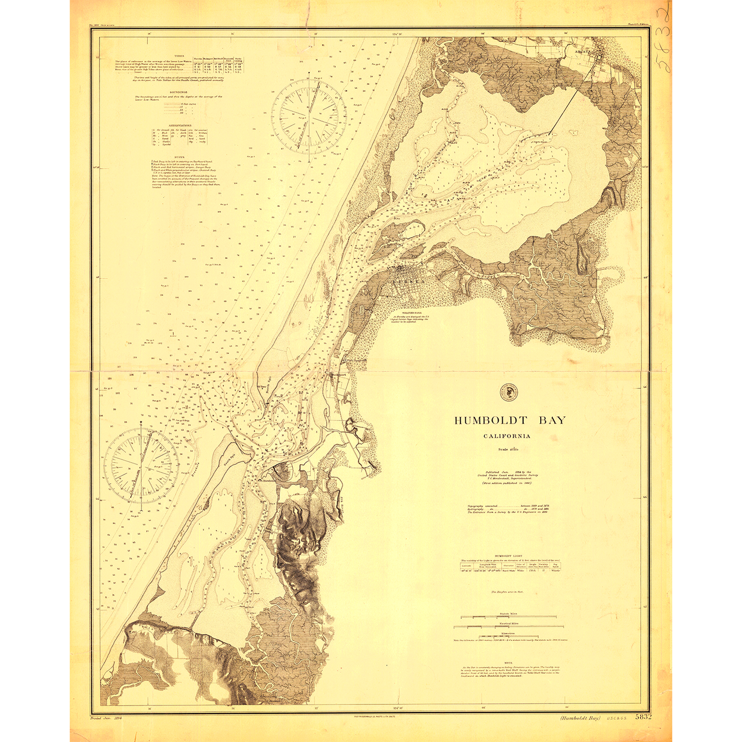 Paradise Clay IHP_HB1894 Historical Chart: Humboldt Bay 1894 (29 x 36 inches)