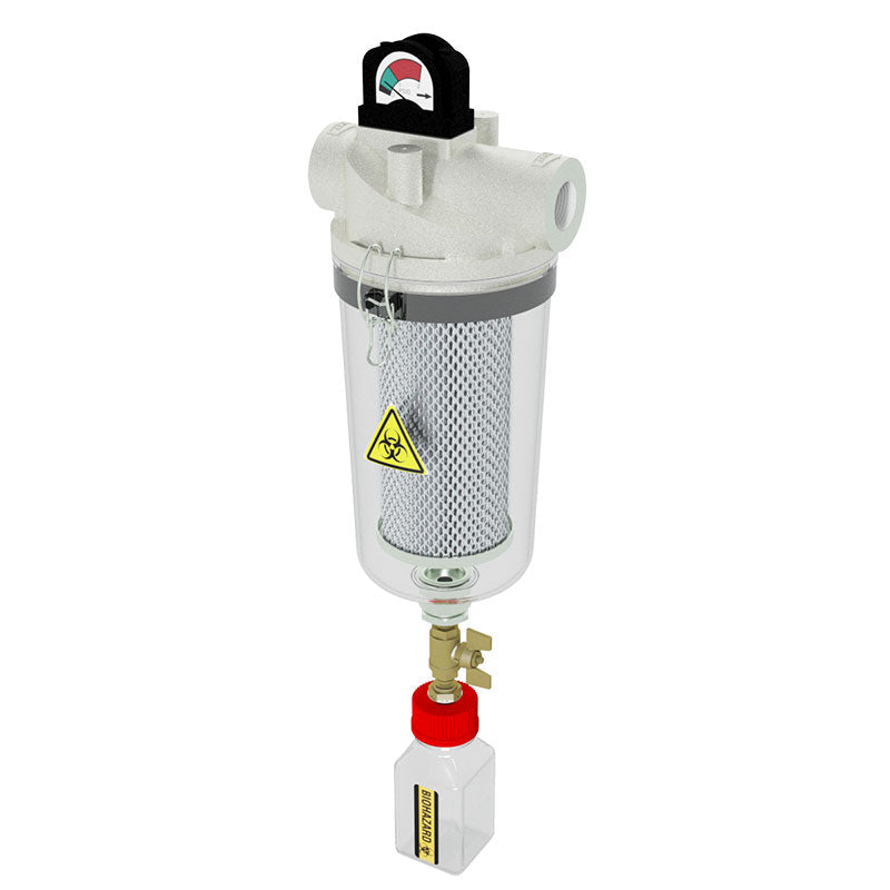 Solberg HV-UL896-100C Inline Straight-Through Medical Vacuum Filter – 1" NPSC, ULPA 0.1 Micron, Transparent Polycarbonate Housing