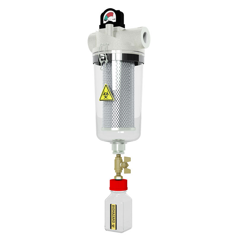 Solberg HV-UL896-150C Inline Straight-Through Medical Vacuum Filter – 1.5" NPSC, ULPA 0.1 Micron, Transparent Polycarbonate Housing