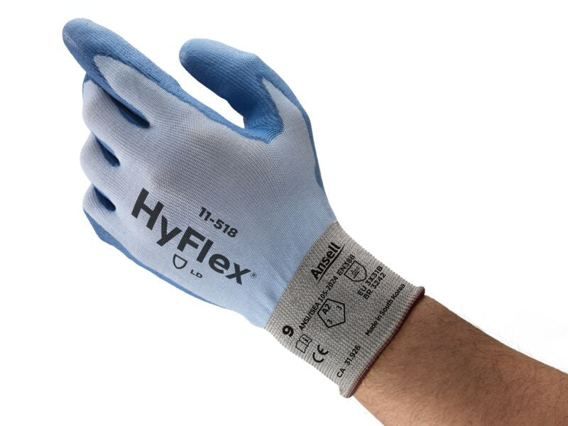 SOS Cleanroom ?235133? Ansell HyFlex 11-518 Cut Resistant Industrial Gloves