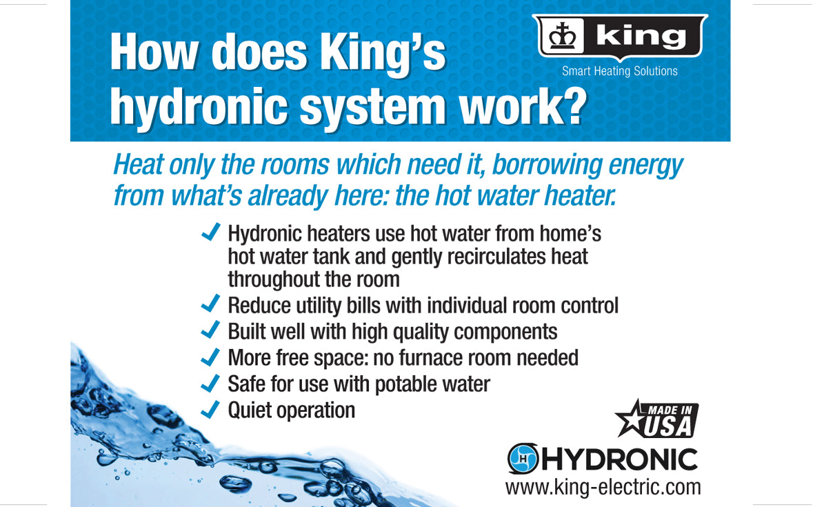 King Electric HW120-FS Thermostat Non-Programmable Hyd With Fan Switch 120V 2 Circuit Line Voltage 12 .5 Amp