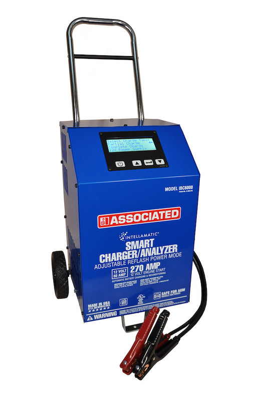 Associated Equipment IBC6008 Charger/Analyzer, Variable Intellamatic 60 Amp/270Amp Boost With Power Supply Mode, Wheels