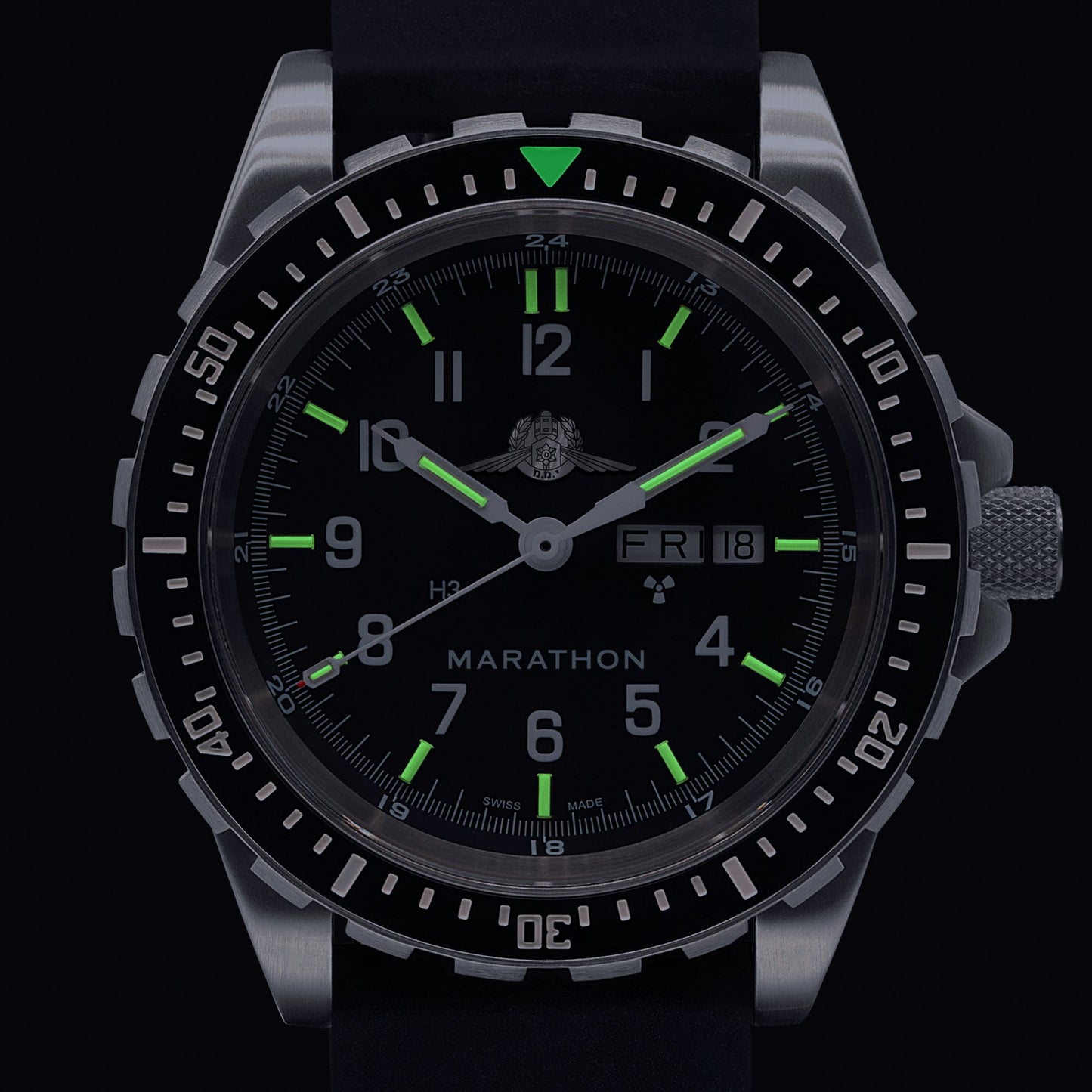 Marathon WW194021SS-0730 Yamam Jumbo Diver's Automatic (JDD) - 46mm with 3 pieces Black Rubber Strap
